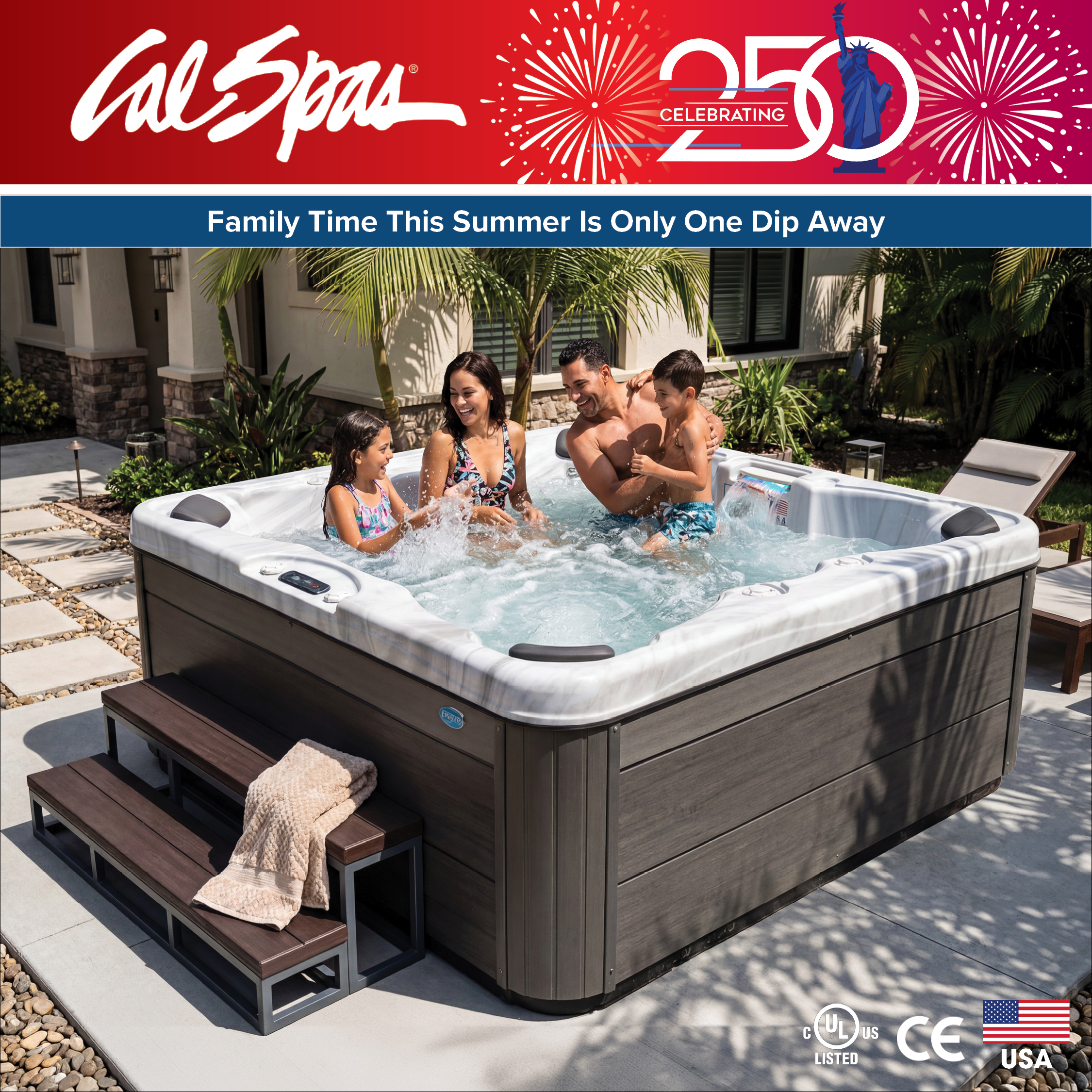 Calspas hot tub being used in a family setting - Gaithersburg